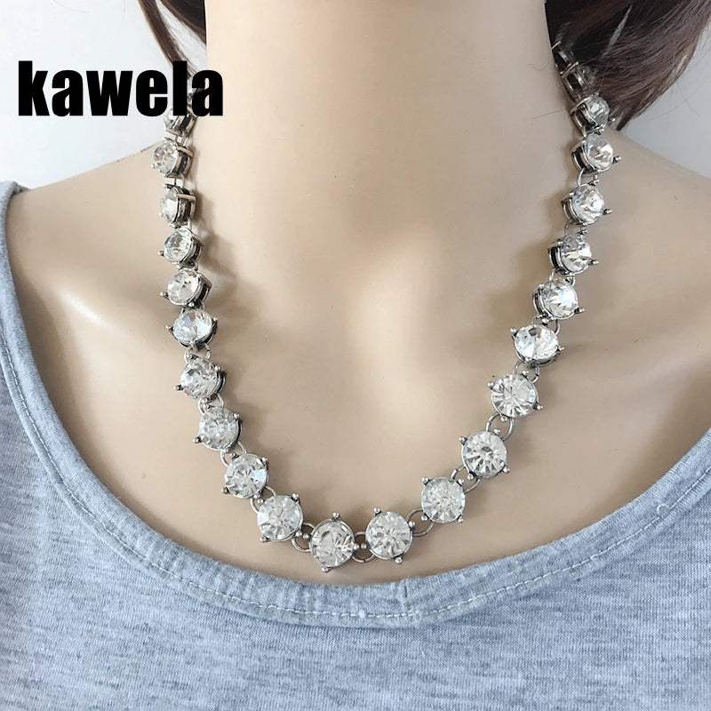 Crystal Stones Choker Necklace Wedding Party Jewelry