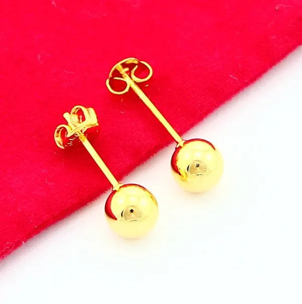 925 Sterling Silver Earring Yellow Golden Stud Earrings for Women Wedding
