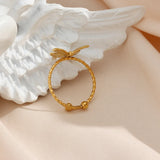 Butterfly Charm Rings Stainless Steel Geometric Adjustable Finger Ring for Women