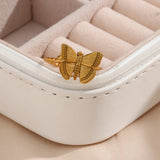 Butterfly Charm Rings Stainless Steel Geometric Adjustable Finger Ring for Women