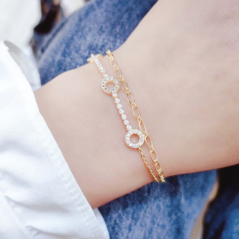 Double Layer Bracelet Sparkling Women Bracelet Fine Jewelry Accessories