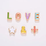 Enamel Alphabet Charms Capital Letter Beads Initial Pendants Alloy