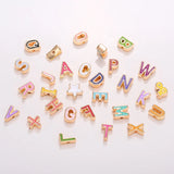 Enamel Alphabet Charms Capital Letter Beads Initial Pendants Alloy