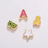 Enamel Alphabet Charms Capital Letter Beads Initial Pendants Alloy