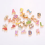 Enamel Alphabet Charms Capital Letter Beads Initial Pendants Alloy