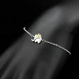 Elephant Flower Charm Bracelet 925 Sterling Silver Animal Pendant