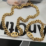 Double D Titanium Steel Necklace Thick Chain Letter