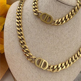 Double D Titanium Steel Necklace Thick Chain Letter