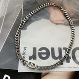 Double D Titanium Steel Necklace Thick Chain Letter