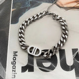 Double D Titanium Steel Necklace Thick Chain Letter