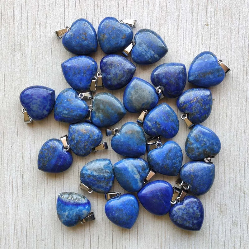20pcs Natural Lapis Lazuli Heart Charms Pendants 20mm for Jewelry Making