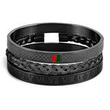 Roman Green Red Bangles Set Stainless Steel Stackable Bracelet