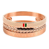 Roman Green Red Bangles Set Stainless Steel Stackable Bracelet