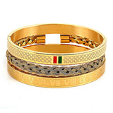 Roman Green Red Bangles Set Stainless Steel Stackable Bracelet