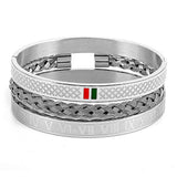 Roman Green Red Bangles Set Stainless Steel Stackable Bracelet