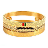 Roman Green Red Bangles Set Stainless Steel Stackable Bracelet