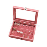 Gray/Pink Velvet Earring Jewelry Display Organizer Box