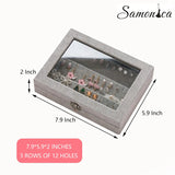 Gray/Pink Velvet Earring Jewelry Display Organizer Box