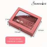 Gray/Pink Velvet Earring Jewelry Display Organizer Box