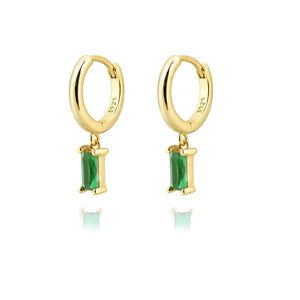 Green Zircon Enamel Hoop Earrings for Women Party Jewelry