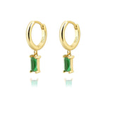 Green Zircon Enamel Hoop Earrings for Women Party Jewelry