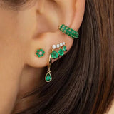 Green Zircon Enamel Hoop Earrings for Women Party Jewelry