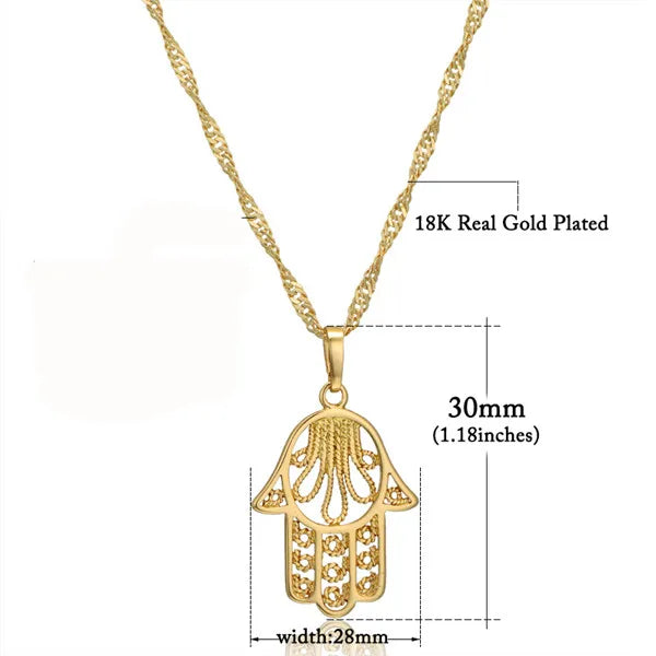 Hamsa Hand Pendant Necklace Men Women Jewelry Gift