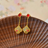Enamel Plum Blossom Vintage Jade Jewelry Set for Women