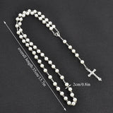 Round Glass Bead Catholic Rosary Bead Cross Necklace