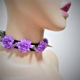 Harajuku Spikes Leather Necklace Flower Rivets Collar Punk Rock Choker