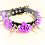 Harajuku Spikes Leather Necklace Flower Rivets Collar Punk Rock Choker