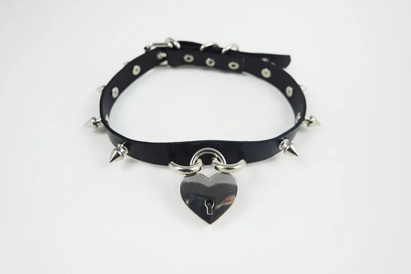 Harajuku Goth Punk Choker Lock&Key Rivet Necklace Collar