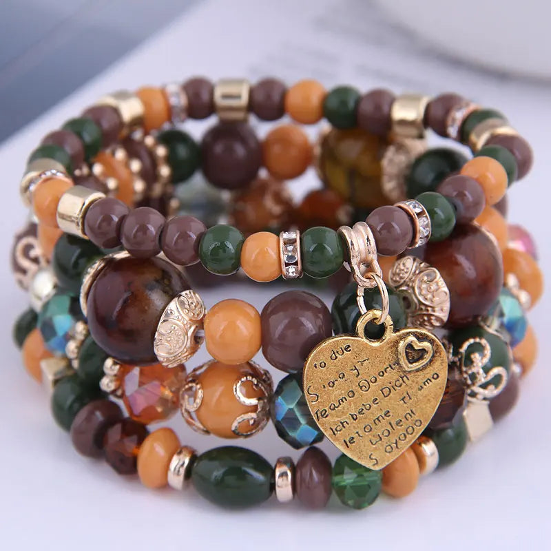 Stone Boho Bracelet Set Resin Beads Bracelets For Women