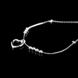 Heart Pendant Anklet 925 Sterling Silver Love & Bead Anklet Ladies Bracelet