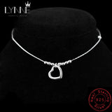 Heart Pendant Anklet 925 Sterling Silver Love & Bead Anklet Ladies Bracelet
