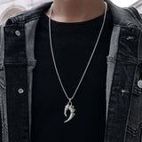 Hexagonal Star Cross Pendant Necklace Men Stainless Steel Box Chain Gift