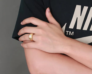 Stainless Steel Party Ring Rhinestone Men's Jewelry
