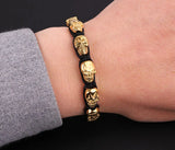 Men Bracelet Stainless Steel Skull Woven Cord Macrame Bracelet