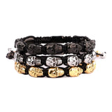 Men Bracelet Stainless Steel Skull Woven Cord Macrame Bracelet