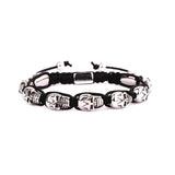 Men Bracelet Stainless Steel Skull Woven Cord Macrame Bracelet