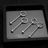 Hip Hop Stainless Steel Stud Earrings Bar Pendant Ear Clip Jewelry
