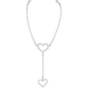 Hollow Heart Necklace Long Tassel Chain Evening Dress Accessory