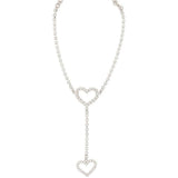 Hollow Heart Necklace Long Tassel Chain Evening Dress Accessory