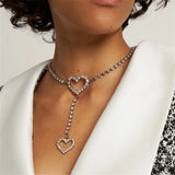 Hollow Heart Necklace Long Tassel Chain Evening Dress Accessory