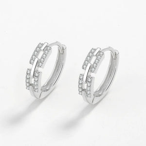 Hollow Out Rings For Women S925 Silver CZ Geometric Stackable Ring