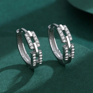 Hollow Out Rings For Women S925 Silver CZ Geometric Stackable Ring