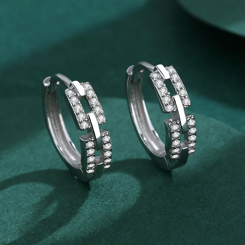 Hollow Out Rings For Women S925 Silver CZ Geometric Stackable Ring
