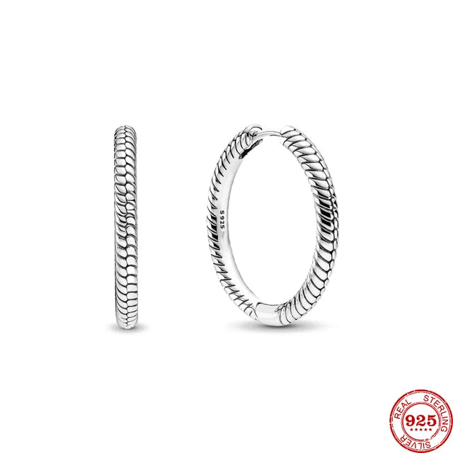 925 Sterling Silver Hoop Earrings Set for Women, Circle Brincos Jewelry Gift