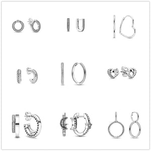 925 Sterling Silver Hoop Earrings Set for Women, Circle Brincos Jewelry Gift