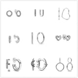 925 Sterling Silver Hoop Earrings Set for Women, Circle Brincos Jewelry Gift